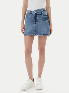 Guess Spódnica jeansowa W5YD1C D5QKB Granatowy Regular Fit. Niebieskie spódnice Guess, z aplikacjami, z bawełny. Za 332,00 zł.