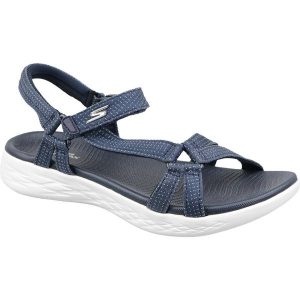 Sandały damskie, On the GO 600 - Brilliancy. Niebieskie buty trekkingowe Skechers, z tkaniny, bez zapięcia. Za 229,99 zł.
