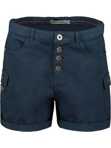 Geographical Norway Bermudy "Polla" w kolorze granatowym rozmiar: S. Niebieskie szorty Geographical Norway, z aplikacjami, ze skóry. Za 92,21 zł.