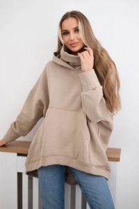 Bluza ocieplana oversize jasno beżowa. Brązowe bluzy KESI, l, bez wzorów, z bawełny, bez kaptura. Za 270,16 zł.