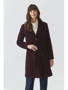 TATUUM Wełniany płaszcz w kolorze bordowym rozmiar: 34. Czerwone płaszcze Tatuum, bez wzorów, z tkaniny, bez kaptura. Za 436,14 zł.