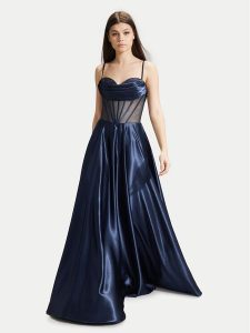 Hey Kyla Sukienka wieczorowa 5AG019HK Granatowy Slim Fit. Niebieskie sukienki Hey Kyla, bez wzorów, z syntetyku, wizytowe, bez kołnierzyka, bez ramiączek. Za 609,99 zł.
