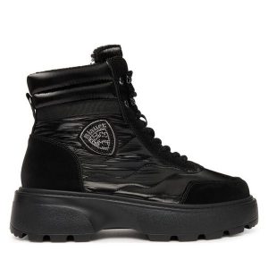 Trapery Blauer. Czarne buty zimowe Blauer, bez obcasa, bez zapięcia. Za 689,99 zł.