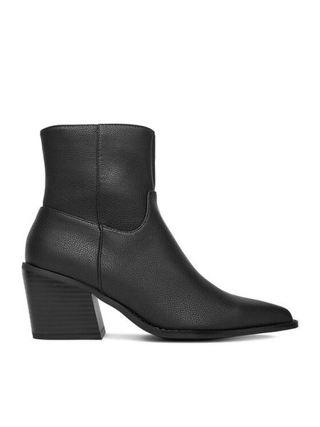 DeeZee Botki W4LH150607 Czarny. Czarne botki DeeZee, bez wzorów, z materiału, bez obcasa, na słupku, bez zapięcia. Za 199,99 zł.