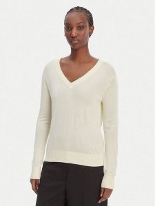 Calvin Klein Sweter LV044F324G Écru Regular Fit. Swetry klasyczne Calvin Klein, l, z bawełny, bez kołnierzyka. Za 409,99 zł.