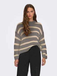 JDY Sweter w kolorze beżowo-szarym rozmiar: L. Brązowe swetry oversize JDY, l, bez wzorów, bez ramiączek. Za 52,67 zł.