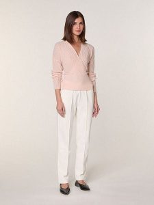 Rodier Wełniany sweter w kolorze jasnoróżowym rozmiar: L. Różowe swetry oversize Rodier, l, bez wzorów, z wełny, bez ramiączek. Za 303,84 zł.