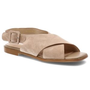 Sandały damskie S.Barski, cholewka ze skóry naturalnej zapinane na sprzączkę płaska podeszwa, beżowe, JC61-1001. Brązowe sandały S.BARSKI, bez wzorów, ze skóry, bez obcasa, na płaskiej podeszwie, bez zapięcia. Za 259,00 zł.