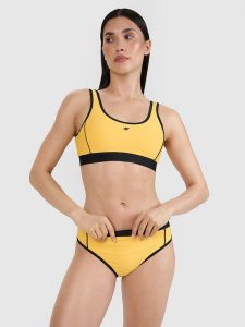 4F Góra od bikini damska - żółta XL. Żółte bikini 4f, bez wzorów, z elastanu. W wyprzedaży za 49,99 zł.