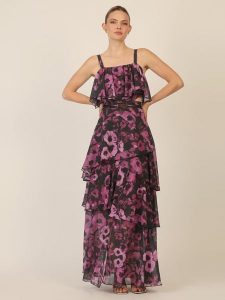 APART Sukienka w kolorze czarno-fioletowym rozmiar: 34. Czarne sukienki Apart, bez wzorów, bez kołnierzyka, bez ramiączek, maxi. Za 391,99 zł.