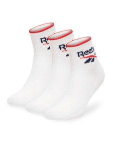 Reebok Skarpety długie R0362-SS24 (3-pack) Biały. Białe skarpetki Reebok, bez wzorów, z bawełny. Za 49,99 zł.