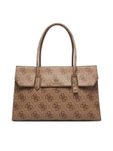 Guess Torebka Kiera TWOB97 32024 Brązowy jasny. Brązowe shopper bag Guess, z aplikacjami, ze skóry, bez dodatków. Za 794,99 zł.