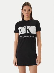 Calvin Klein Sukienka codzienna Blocking LV047F288G Czarny Regular Fit. Czarne kombinezony Calvin Klein, na co dzień, l, bez wzorów, z bawełny, bez kołnierzyka, bez ramiączek, proste. Za 329,99 zł.