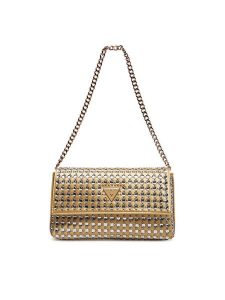 Guess Torebka HWIG9350700 Złoty. Żółte listonoszki Guess, z aplikacjami, z materiału, bez dodatków. Za 399,99 zł.