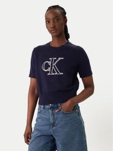 Calvin Klein Jeans Sweter LV047F356G Fioletowy Regular Fit. Fioletowe swetry klasyczne Calvin Klein Jeans, xxl, z bawełny, bez kołnierzyka. Za 409,99 zł.