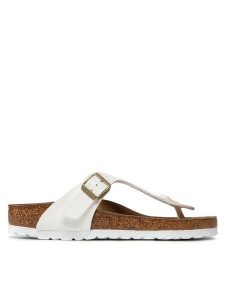 Birkenstock Japonki Gizeh Bs 1005300 Biały. Białe klapki Birkenstock, bez wzorów, ze skóry, bez obcasa. Za 449,99 zł.