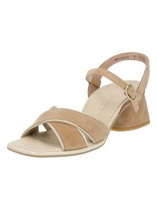 Paul Green Skórzane sandały w kolorze jasnobrązowym rozmiar: 36. Brązowe sandały Paul Green, bez wzorów, ze skóry, z otwartym noskiem, bez obcasa, na koturnie, bez zapięcia. Za 188,40 zł.