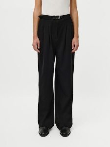 LeGer Spodnie "Jeromina" w kolorze czarnym rozmiar: 36. Czarne spodnie z wysokim stanem LeGer, bez wzorów, z materiału, z podwyższonym stanem. Za 130,99 zł.