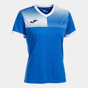 Zrównoważony T-shirt Joma Eco Supernova Royal-White dla kobiet. Białe t-shirty JOMA, bez wzorów, z poliesteru, bez kołnierzyka, bez ramiączek. Za 176,99 zł.