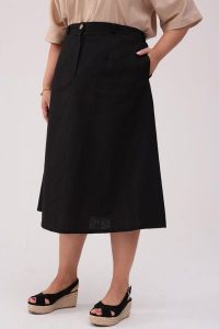 Czarna lniana spódnica Lena PLUS SIZE OVERSIZE XXL. Czarne spódnice Moda Size Plus Iwanek, na co dzień, l, bez wzorów, ze lnu, eleganckie, plus size, midi. Za 349,90 zł.