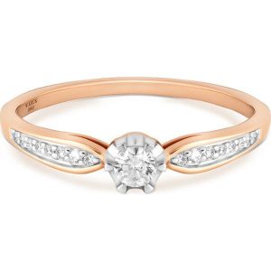 Wyjątkowy Pierścionek Złoty - złoto różowe 585, Brylant 0,16ct. Pierścionki marki W.KRUK. Za 2 590,00 zł.
