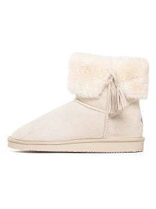 ISLAND BOOT Botki zimowe "Cinnamon" w kolorze kremowym rozmiar: 38. Brązowe botki Island Boot, na zimę, bez wzorów, z materiału, bez obcasa, bez zapięcia. Za 140,53 zł.