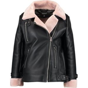 Topshop LOLA BIKER Kurtka ze skóry ekologicznej black. Czarne kurtki Topshop, z materiału. W wyprzedaży za 370,30 zł.