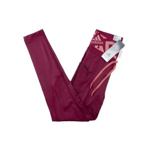 Legginsy treningowe damskie Adidas. Czerwone legginsy ADIDAS, bez wzorów, z poliesteru. Za 134,55 zł.