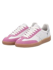 Rieker Skórzane sneakersy w kolorze biało-jasnoróżowym rozmiar: 40. Białe trampki Rieker, bez wzorów, ze skóry, bez zapięcia. Za 180,06 zł.
