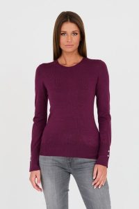 GUESS Bordowy damski cienki sweter. Czerwone swetry klasyczne Guess, s, bez kołnierzyka. W wyprzedaży za 229,99 zł.