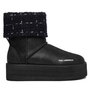 Śniegowce KARL LAGERFELD. Czarne buty zimowe KARL LAGERFELD, bez obcasa, bez zapięcia. Za 779,99 zł.