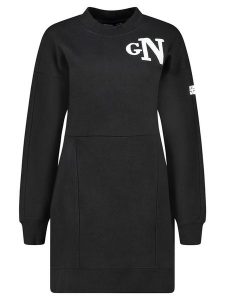 Geographical Norway Sukienka dresowa "Gardette" w kolorze czarnym rozmiar: XL. Czarne sukienki Geographical Norway, na co dzień, xl, bez wzorów, z dresówki, bez kołnierzyka, bez ramiączek, midi, proste. Za 100,99 zł.