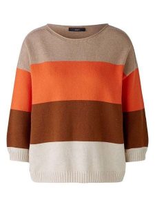 Oui Sweter w kolorze beżowo-pomarańczowo-brązowym rozmiar: 36. Brązowe swetry oversize Oui, bez wzorów, bez ramiączek. Za 339,99 zł.