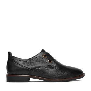 Półbuty Lasocki. Czarne półbuty Lasocki, bez wzorów, bez obcasa, na płaskiej podeszwie, bez zapięcia. Za 219,99 zł.