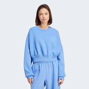 Szeroka bluza ADIDAS ALL SZN. Niebieskie bluzy ADIDAS, l, bez wzorów, z bawełny, bez kaptura. Za 289,99 zł.