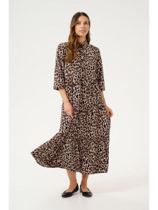Cream Sukienka "Muni" w kolorze jasnobrązowo-czarnym rozmiar: S/M. Brązowe sukienki Cream, m, bez wzorów, bez kołnierzyka, bez ramiączek, maxi. Za 158,10 zł.