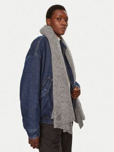 Calvin Klein Szalik Thick Embroidery K60K612664 Szary. Szare rękawiczki Calvin Klein, bez wzorów, z materiału. Za 299,99 zł.