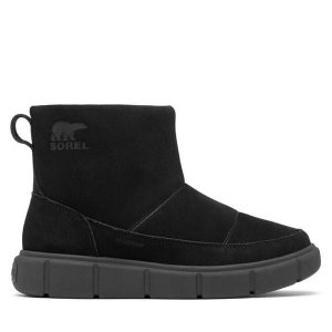 Śniegowce Sorel. Czarne buty zimowe Sorel, bez obcasa, bez zapięcia. Za 339,99 zł.