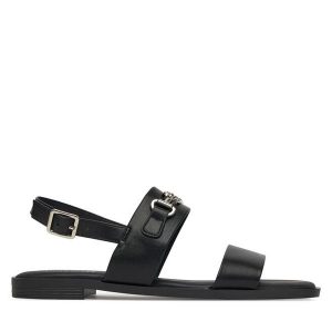 Sandały Nine West. Czarne sandały Nine West, bez wzorów, bez obcasa, na płaskiej podeszwie, bez zapięcia. Za 118,99 zł.