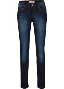 Dżinsy ze stretchem SKINNY, mid waist. Niebieskie jeansy bonprix, bez wzorów, z jeansu. Za 72,99 zł.