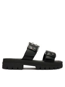 Tommy Jeans Klapki Tjw Buckle Straps Sandal EN0EN02966 Czarny. Czarne klapki Tommy Jeans, bez wzorów, z jeansu, bez obcasa. Za 409,99 zł.