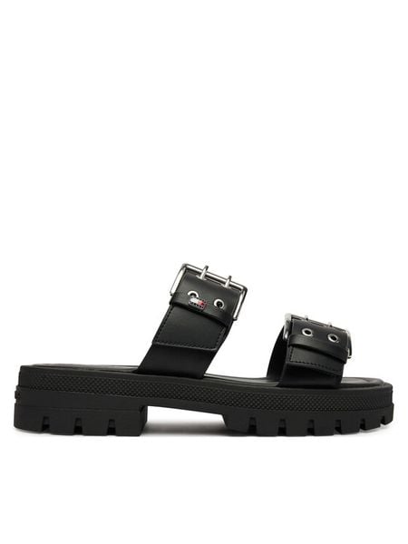 Tommy Jeans Klapki Tjw Buckle Straps Sandal EN0EN02966 Czarny. Czarne klapki Tommy Jeans, bez wzorów, z jeansu, bez obcasa. Za 409,99 zł.