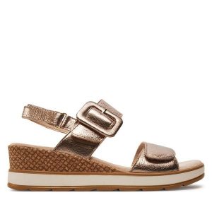 Sandały Caprice. Brązowe sandały Caprice, bez wzorów, bez obcasa, na koturnie, bez zapięcia. Za 323,99 zł.