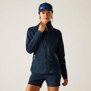 Damska kurtka softshell Nomadic Panelled Water-Repeat z kapturem. Niebieskie kurtki Dare 2b, s, bez wzorów, z materiału, z kapturem. Za 399,99 zł.