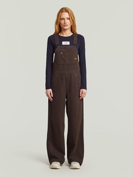 G-Star Ogrodniczki dżinsowe w kolorze brązowym rozmiar: XL. Brązowe kombinezony G-Star, xl, bez wzorów, z bawełny, retro, bez kołnierzyka, bez ramiączek. Za 294,28 zł.