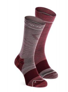 Skarpety trekkingowe damskie Ortovox Alpine Mid Socks. Czerwone skarpetki ORTOVOX, bez wzorów, z materiału. Za 125,39 zł.