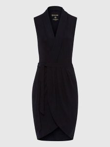 Les Lunes Sukienka "Joy" w kolorze czarnym rozmiar: XS. Czarne sukienki Les Lunes, na imprezę, s, bez wzorów, z wiskozy, klasyczne, bez kołnierzyka, bez ramiączek, midi, kopertowe. Za 217,99 zł.