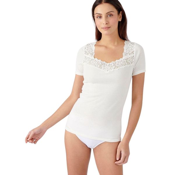 Koszulka damska Damart Thermolactyl. Białe bluzki DAMART, bez wzorów, ze skóry, bez ramiączek. Za 190,50 zł.