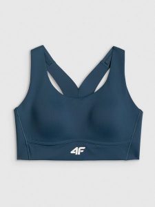 4F Biustonosz treningowy z wysokim wsparciem damski - turkusowy XS. Niebieskie biustonosze 4f, bez wzorów, z gumy. Za 179,99 zł.