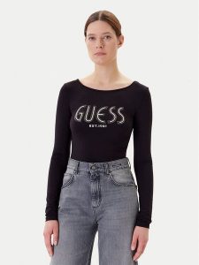 Guess Body W5YP05 K68D2 Czarny Slim Fit. Czarne body i gorsety Guess, z aplikacjami, z wiskozy. Za 139,99 zł.
